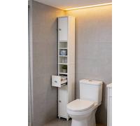 Living And Home Tall Bathroom Storage Cabinet With L-Shaped Corner Brace In White White One Size