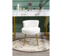 Living And Home Teddy Fleece Dressing Table Stool With Iron Legs In White White