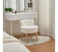 Living And Home Teddy Fleece Dressing Table Stool With Solid Wood Legs W 490 X D 490 X H 620 mm