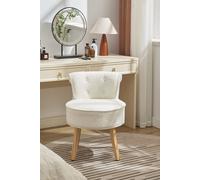 Living and Home Teddy Fleece Upholstered Vanity Stool in White Living and Home White