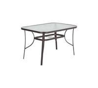Living And Home Tempered Glass Steel Garden Dining Table In Brown Brown One Size