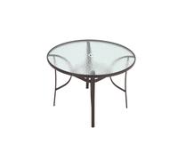 Living And Home Tempered Glass Steel Garden Dining Table In Brown Brown One Size