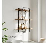 Living And Home Three-Tier Rectangular Modern Wall-Mounted Storage Shelf, 30Cm W X 24Cm D X 79.8Cm H