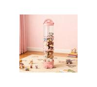 Living And Home Toy Storage Tube Organiser Clear Vertical Plastic With String Lights In Pink Pink