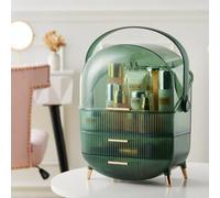 Living And Home Transparent Green Elegant Multi Function Make Up Case Cosmetic Storage Box With Drawers And Handle