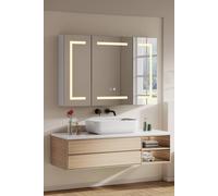 Living And Home Triple-Door Bathroom Mirror Cabinet With Led Lighting In Silver Silver One Size