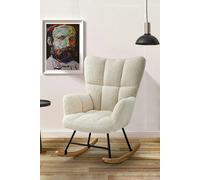 Living and Home Tufted Upholstered Rocking Chair with Pocket - White