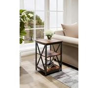 Living and Home Two Layer Vintage Wooden Square Side Table - Brown