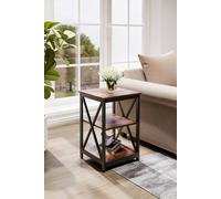 Living And Home Two Layer Vintage Wooden Square Side Table In Brown Brown One Size