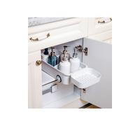 Living and Home Undersink Pull Out Sliding Storage Basket, Car Shape Wheeled Cabinet Drawer Organizer for Kitchen Bathroom in White Living and Home White