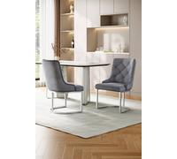 Living And Home Upholstered Tufted Velvet Buttoned Dining Chair For 2 In Grey Grey One Size