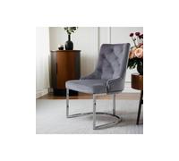 Living And Home Upholstered Tufted Velvet Buttoned Dining Chair In Grey Grey One Size