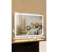 Living and Home Vanity Mirror with Lights,3 Lighting Modes,Touch Screen Control,Tabletop Cosmetic Mirror For Bedroom - White