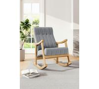 Living and Home Velvet Upholstered Tufting Rocking Chair