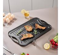 Living And Home Versatile And Durable Reversible Cast Iron Griddle Pan With Smooth And Ribbed Sides For Stovetops, Ovens, And Induction Cookers