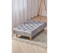 Living and Home Vintage Button-tufted Rectangular Velvet Footstool in Grey Living and Home Grey