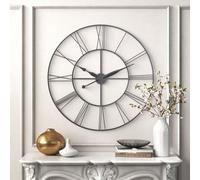 Living And Home Vintage Round Large Silent Roman Numeral Metal Wall Clock For Bedroom And Kitchen 80 Cm