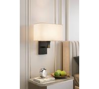 Living And Home Vintage Wall Lamp With Fabric Shade In Black Black One Size