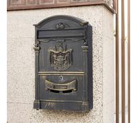 Living And Home Vintage Wall-Mounted Postbox Lockable Letter Box Mailbox With Lock In Black Black One Size