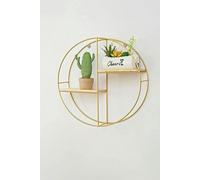 Living and Home Wall Hanging Storage Display Decorative Shelf Metal Floating Plant Stand - Gold