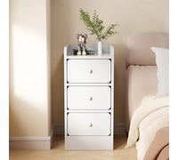 Living And Home Warm White Modern Simple Multifunctional Three Drawer Bedside Cabinet 30Cm W X 32Cm D X 64Cm H