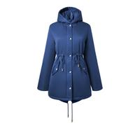 Living And Home Warm Windproof Practical Mid-Length Hooded Winter Outerwear Coat With Drawstring Waist Size Xxl