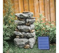 Living And Home Waterfall Solar-Powered Outdoor Led Resin Fountain Water Feature 49 Cm H