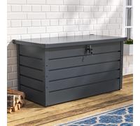 Living And Home Waterproof Metal Outdoor Garden Storage Box Flat Top 350 L,black
