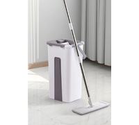 Living and Home Wet Dry Flat Mop Bucket Set Self-Cleaning Separation with Wringer Set 3pcs Pads Floor Cleaning Tool in Grey Living and Home Grey