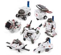 Living And Home White 6-In-1 Diy Solar Robot Kit Dual Solar & Battery Power Space Building Toy