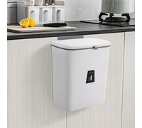 Living And Home White Door Hanging Kitchen Trash Bin Rubbish Can Home Waste Recycle 9 L