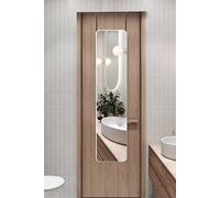 Living And Home White Rounded Rectangular Metal Frame Door/wall Mount Mirror For Hallway, Bedroom & Bathroom, 28Cm W X 118Cm H White