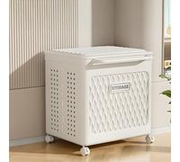 Living And Home White, Short, Foldable Laundry Hamper With Wheels, 47.5Cm W X 38Cm D X 48Cm H