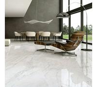 Living and Home White Square Stone Effect Floor Tiles - Warm White - 48 Pcs