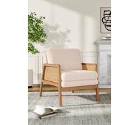 Living And Home White Teddy Fur Rattan Armrest Sofa Cushioned Armchair White One Size