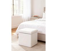 Living And Home White Teddy Fur Square Storage Ottoman White One Size
