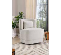 Living And Home White Teddy Fur Upholstered Swivel Barrel Chair With Pillow White One Size