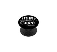 Living by Grace Inspirational Quote Modern Typography PopSockets Adhesive PopGrip