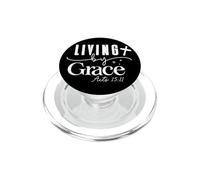 Living by Grace Inspirational Quote Modern Typography PopSockets PopGrip for MagSafe