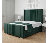Living Comfort Bedz Cambridge Wingback Ottoman Gas Lift Storage Bed with 48 Inch Headboard in Green | Size: Super King Living Comfort Bedz Green Super King