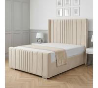 Living Comfort Bedz Cambridge Wingback Upholstered Bed Slatted Base with 48-Inch Headboard in Cream | Size: Double Living Comfort Bedz Cream Double