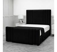 Living Comfort Bedz Canberra Upholstered Gas Lift Storage Bed with 48 Inch Headboard in Black | Size: Double Living Comfort Bedz Black Double