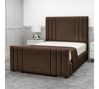 Living Comfort Bedz Canberra Upholstered Gas Lift Storage Bed with 48 Inch Headboard in Brown | Size: King Living Comfort Bedz Brown King