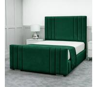 Living Comfort Bedz Canberra Upholstered Gas Lift Storage Bed with 48 Inch Headboard in Green | Size: King Living Comfort Bedz Green King