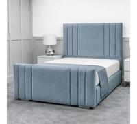 Living Comfort Bedz Canberra Upholstered Gas Lift Storage Bed with 48 Inch Headboard in Light Blue | Size: Single Living Comfort Bedz Light Blue Single