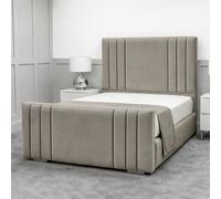 Living Comfort Bedz Canberra Upholstered Gas Lift Storage Bed with 48 Inch Headboard in Light Grey | Size: King Living Comfort Bedz Light Grey King