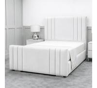 Living Comfort Bedz Canberra Upholstered Gas Lift Storage Bed with 48 Inch Headboard in White | Size: Small Double Living Comfort Bedz White Small Double