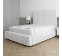 Living Comfort Bedz Countess Plush Velvet Upholstered Bed Slatted Base - 48Inch Headboard in White | Size: Double Living Comfort Bedz White Double