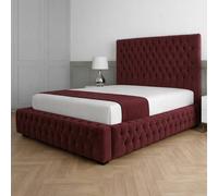Living Comfort Bedz Countess Upholstered Gas Lift Storage Bed with 48 Inch Headboard in Maroon | Size: King Living Comfort Bedz Maroon King