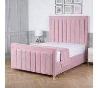 Living Comfort Bedz Elara Plush Velvet Upholstered Bed Slatted Base with 48Inch Headboard in Pink | Size: Double Living Comfort Bedz Pink Double